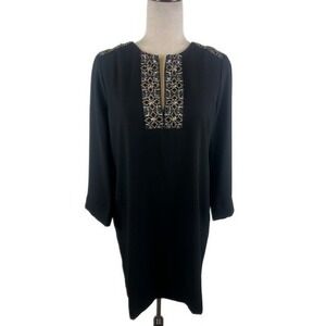 Karen Kane Dress Black Jeweled Neckline Dress Cocktail Party Elegant Medium